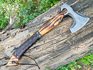 Custom Handmade Carbon Steel Viking Axe with Ash Wood Handle (VA-150)